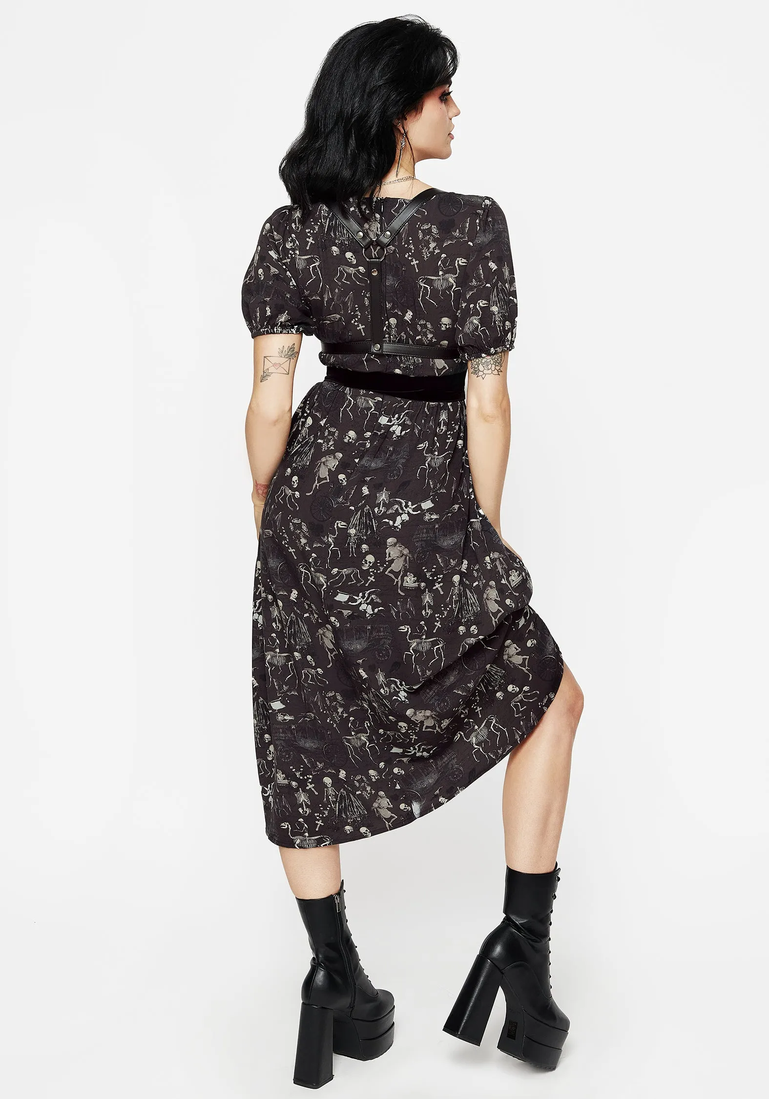 Melancholia Button Detail Puff Sleeve Midi Dress sold by Disturbia product image thumbnail 3