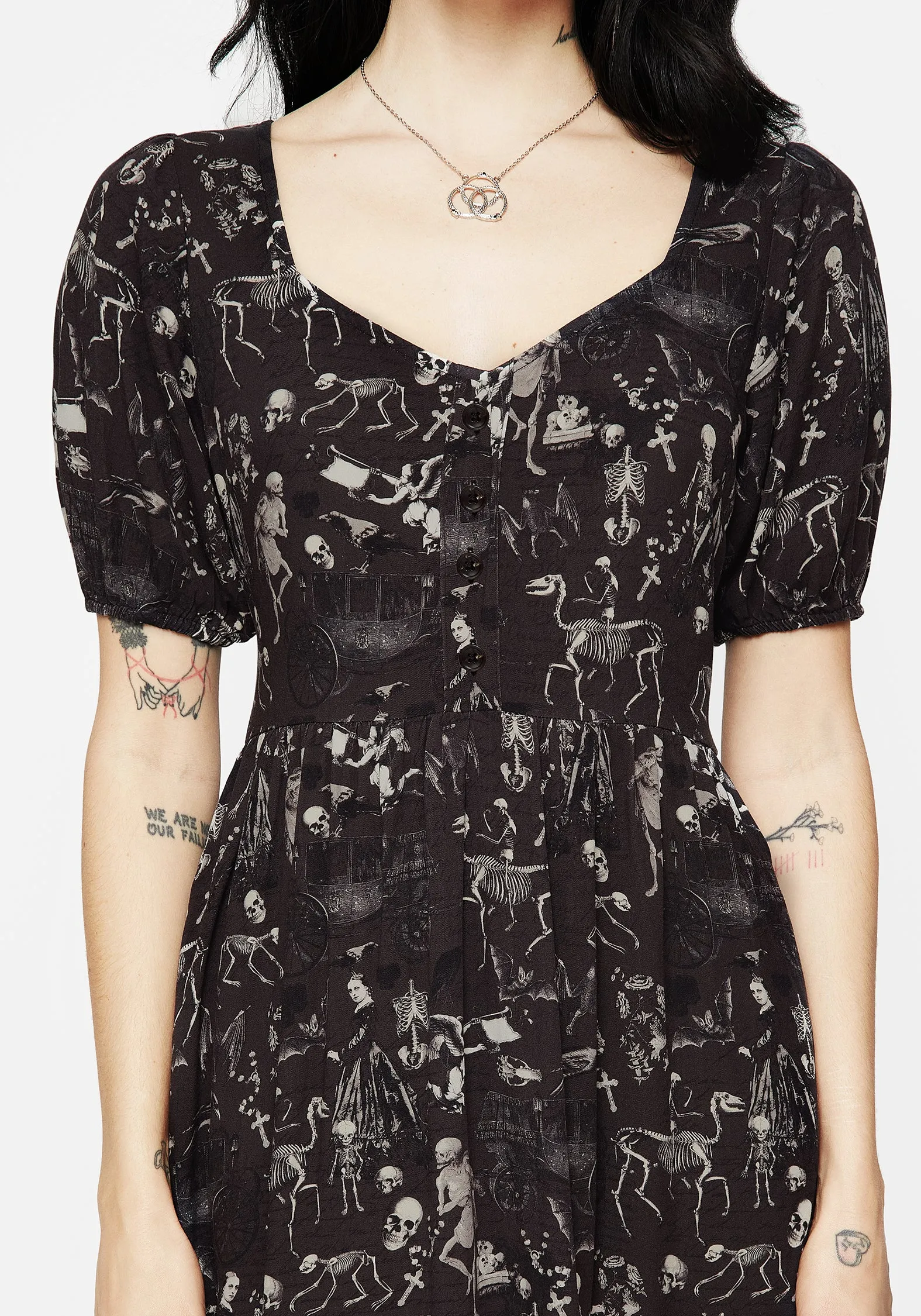 Melancholia Button Detail Puff Sleeve Midi Dress sold by Disturbia product image thumbnail 2