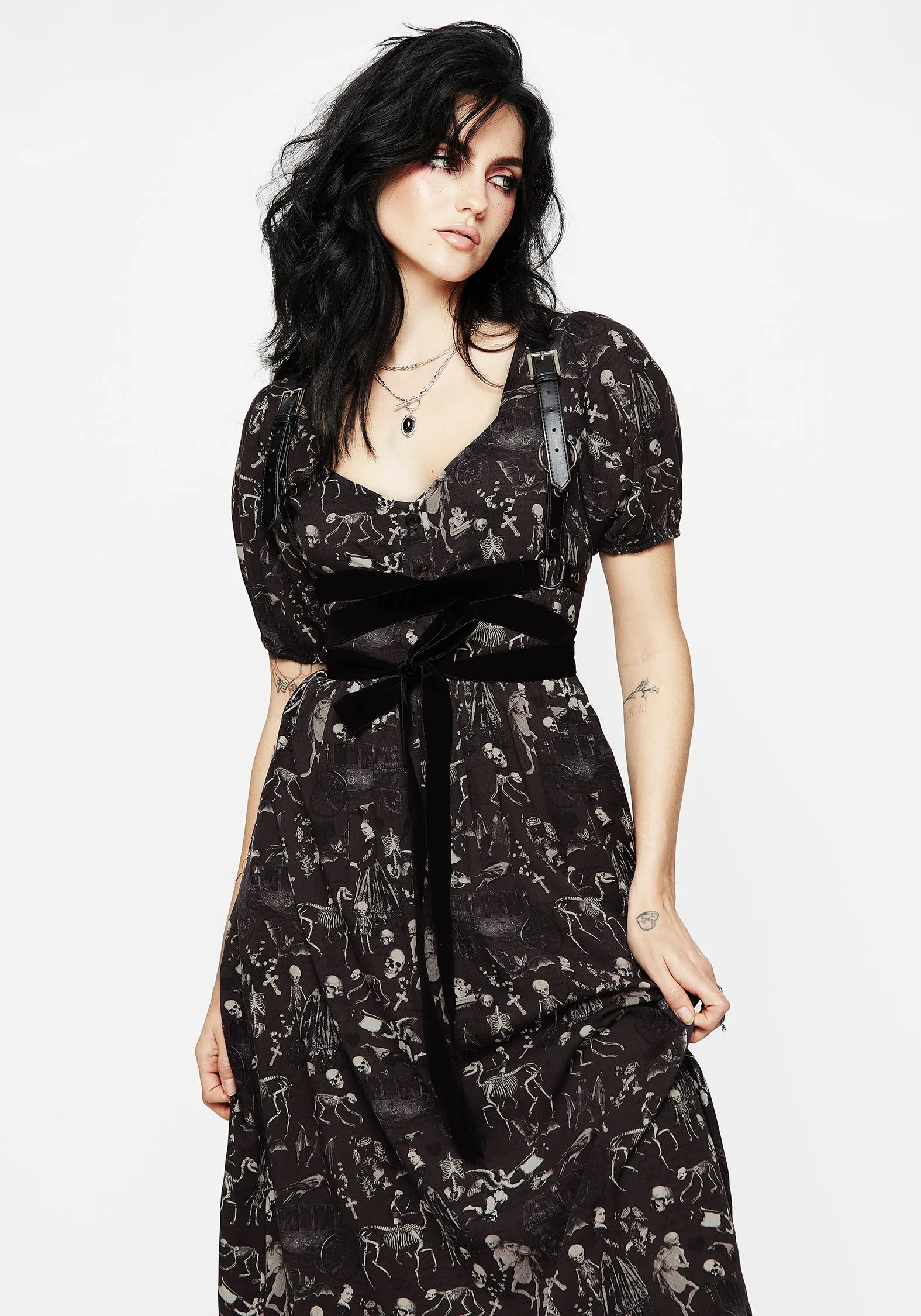 Melancholia Button Detail Puff Sleeve Midi Dress sold by Disturbia product image thumbnail 5