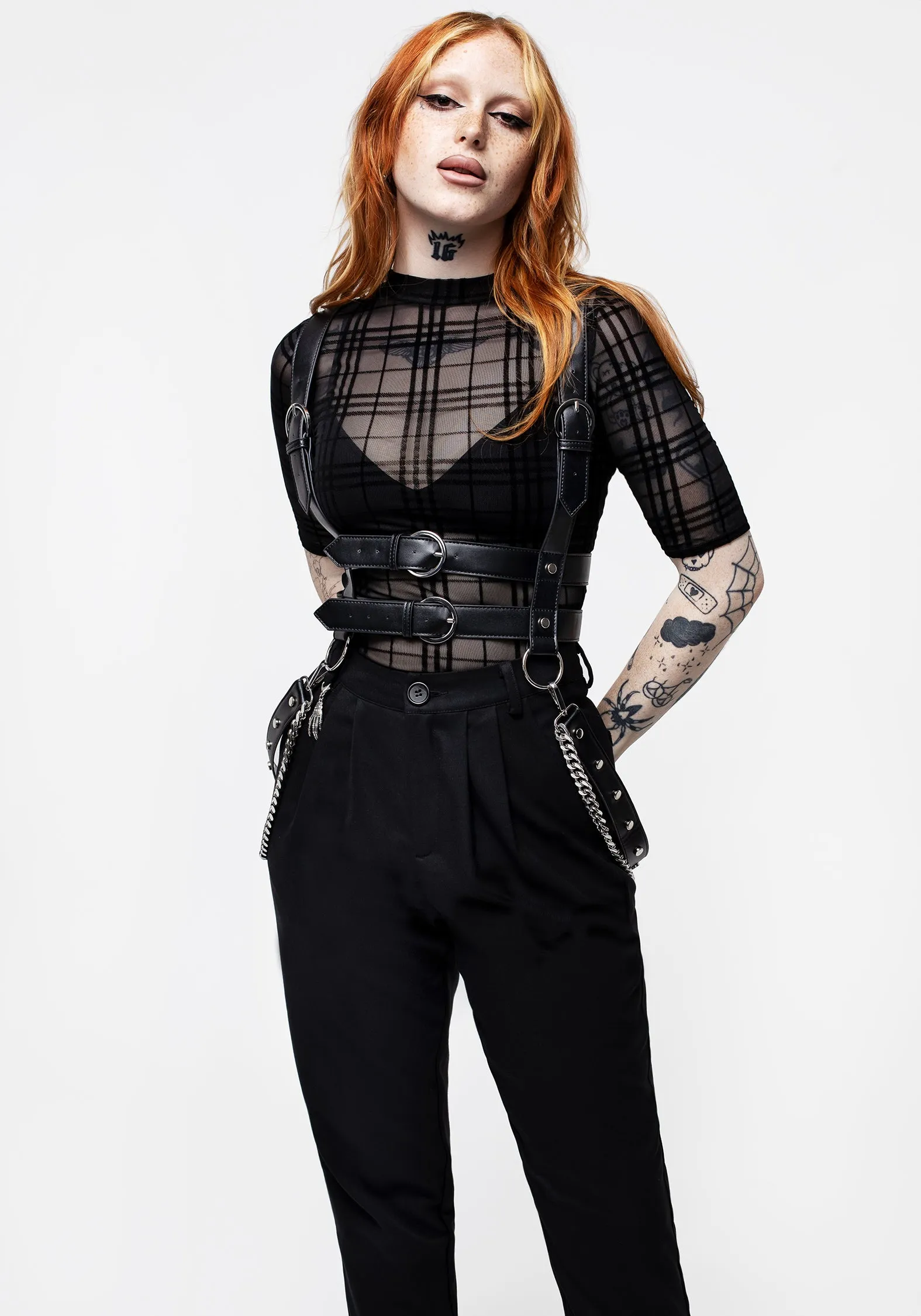 Buffy Check Mesh Short Sleeve Top sold by Disturbia product image thumbnail 5