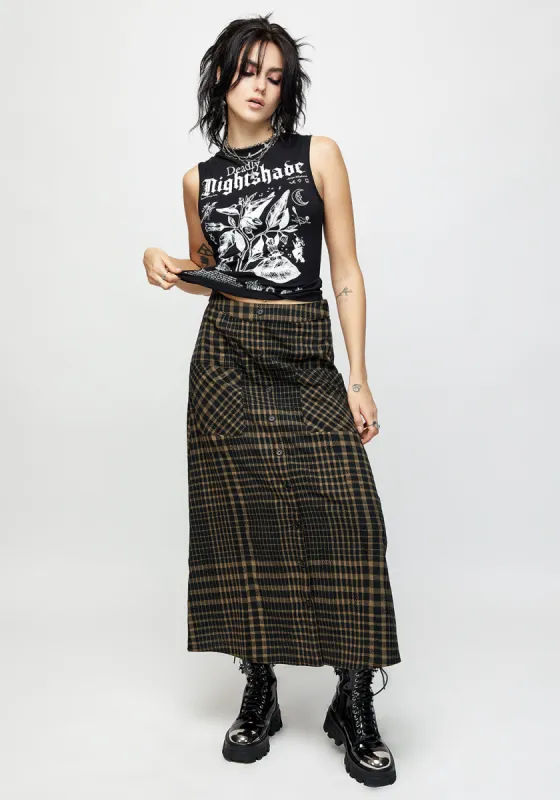 Dropout Check Button Down Midaxi Skirt sold by Disturbia