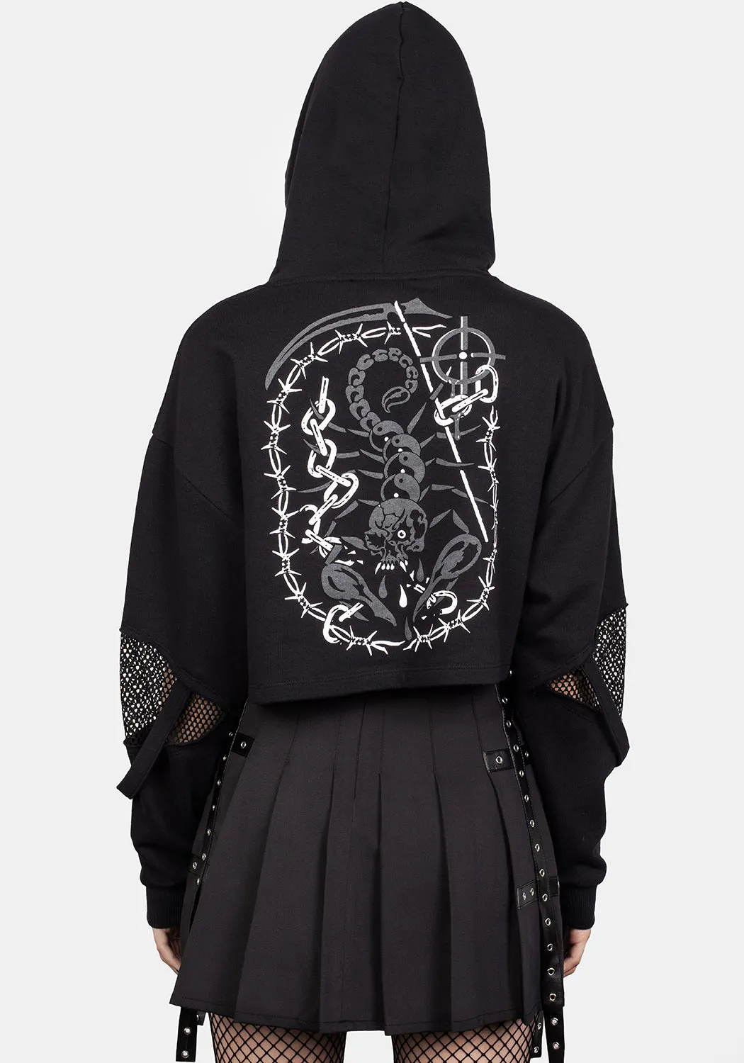 Brutal Mesh Cut Out Crop Hoody sold by Disturbia product image thumbnail 3