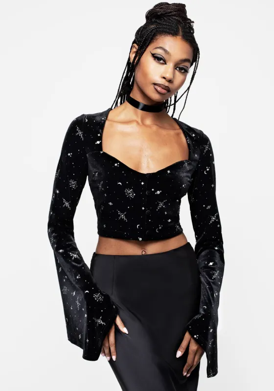 Veniri Velour Crop Top sold by Disturbia