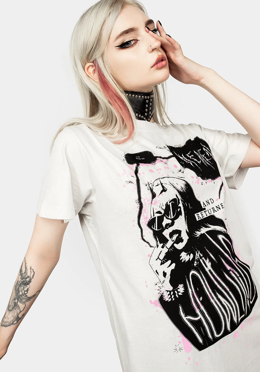 Howling Vintage Off White Washed T-Shirt sold by Disturbia product image thumbnail 3