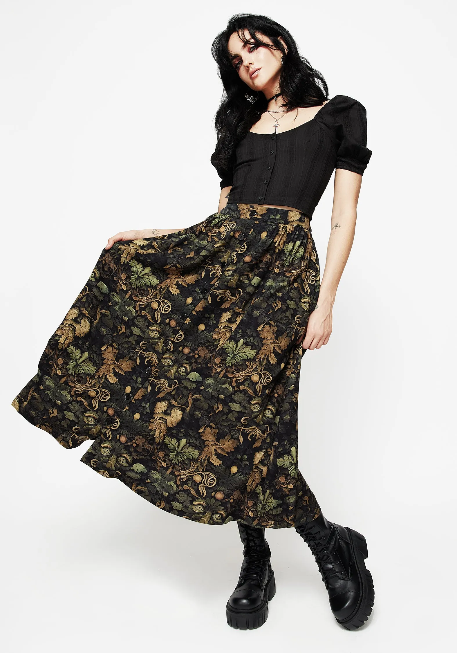 Rebirth Button Up Midi Skirt sold by Disturbia product image thumbnail 2