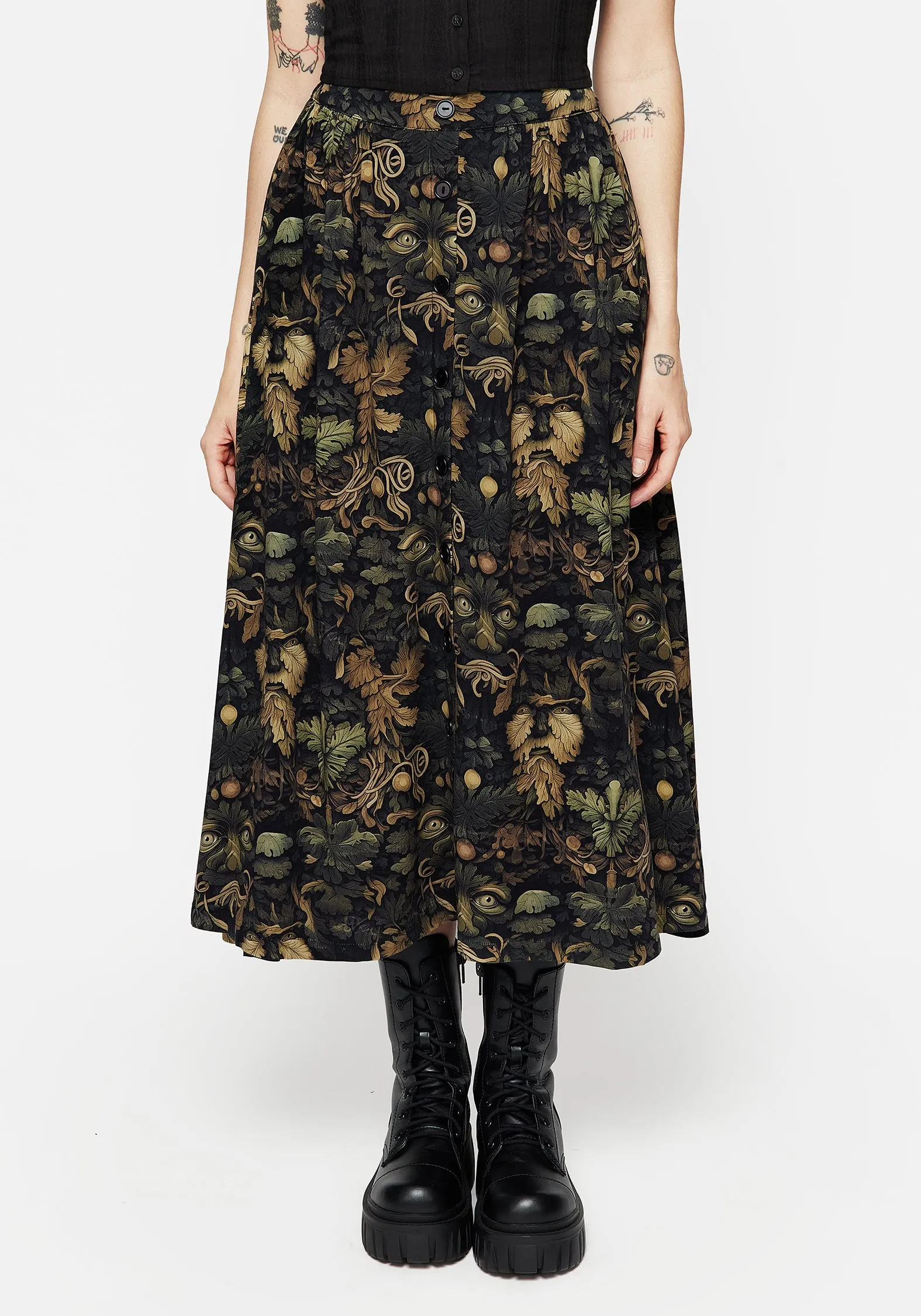 Rebirth Button Up Midi Skirt sold by Disturbia