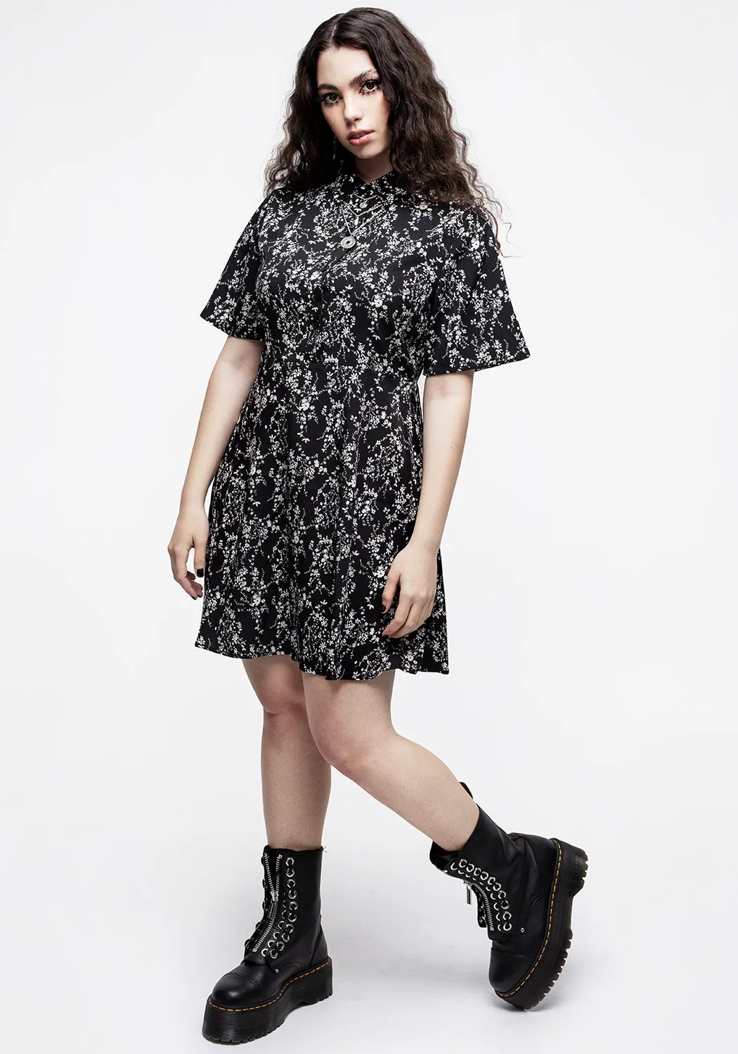 Naomi Floral Mini Shirt Dress sold by Disturbia product image thumbnail 4