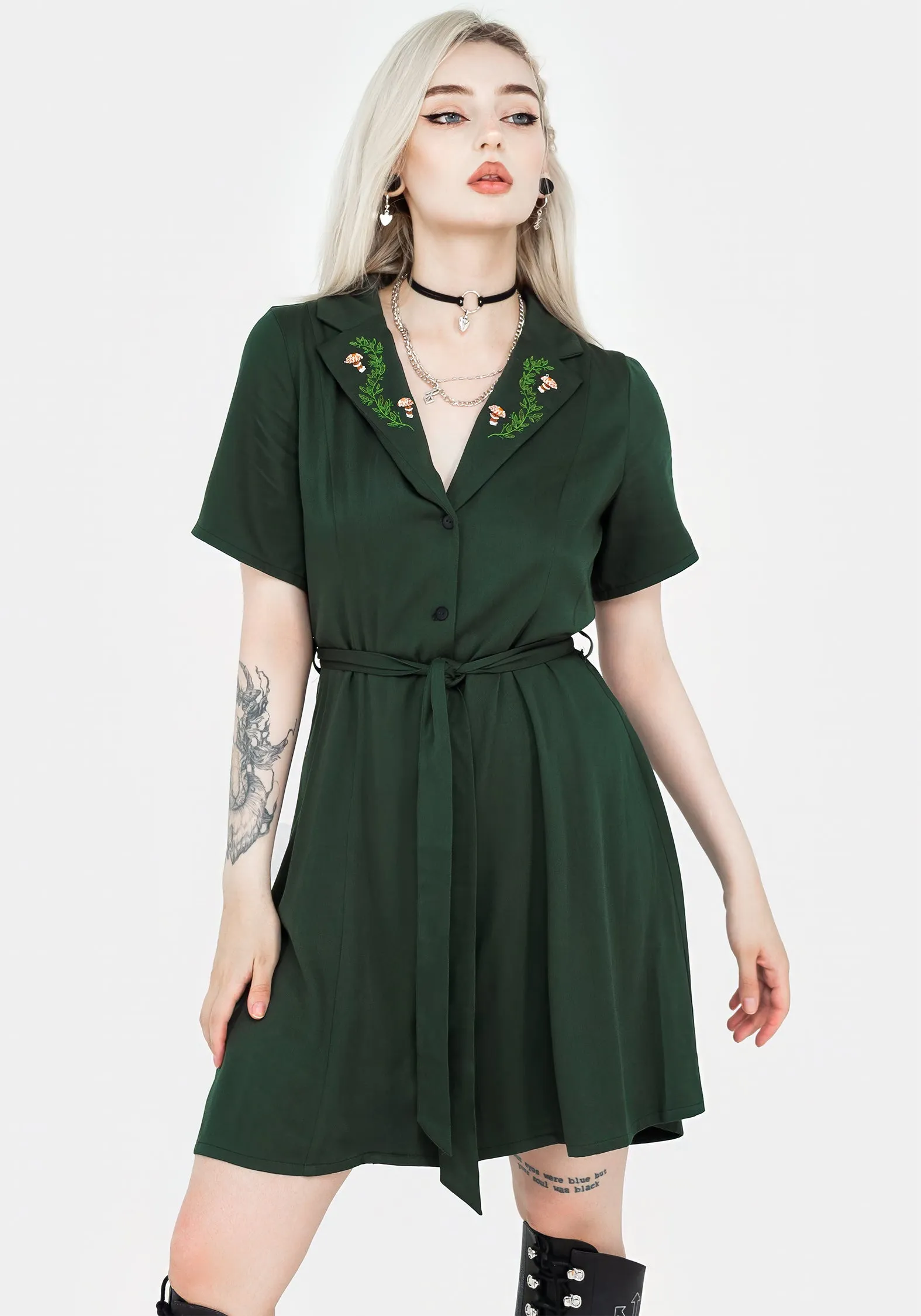 Fable Button Up Mini Shirt Dress sold by Disturbia