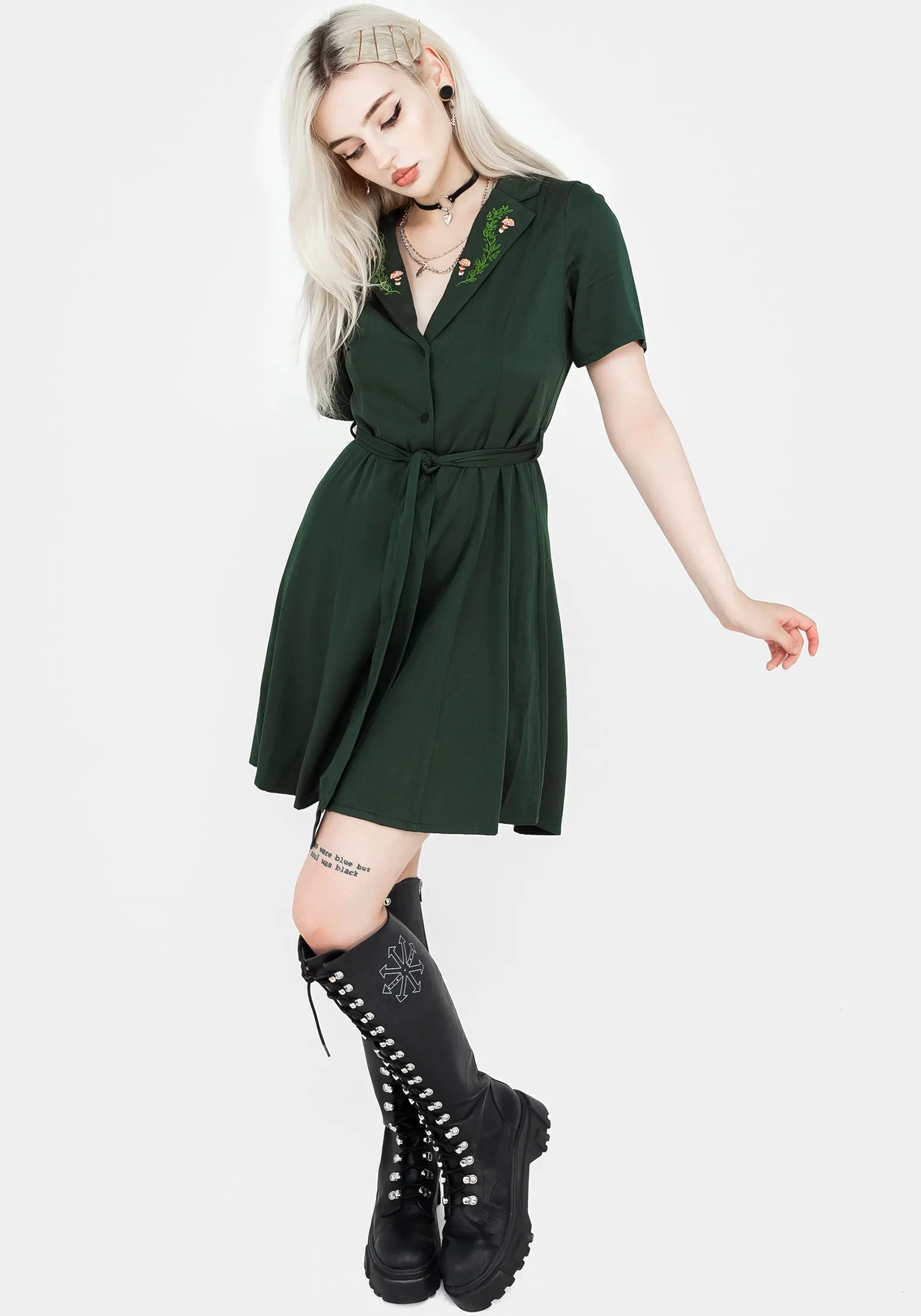 Fable Button Up Mini Shirt Dress sold by Disturbia product image thumbnail 4