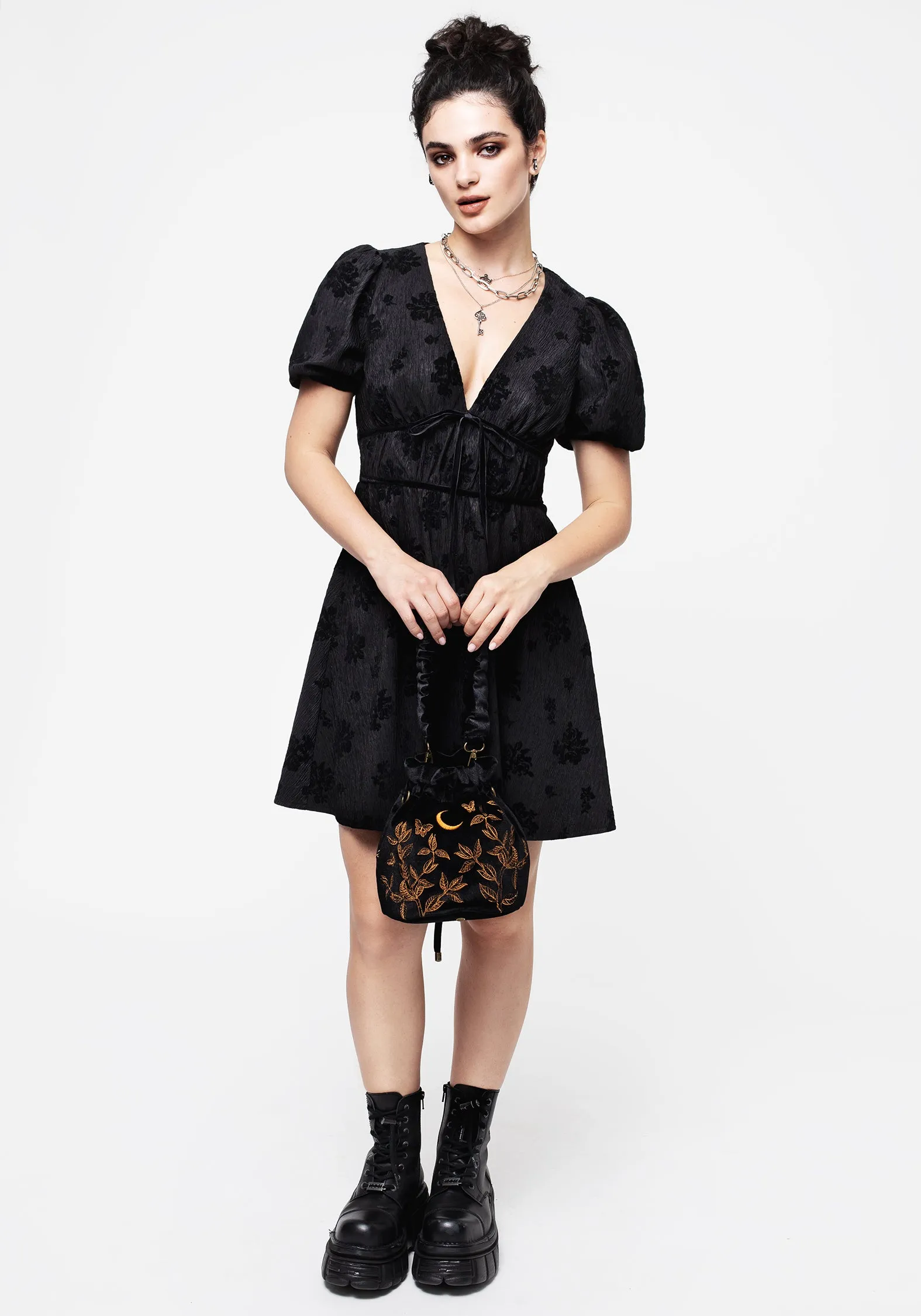 Giselle Floral Puff Sleeve Mini Dress sold by Disturbia product image thumbnail 4