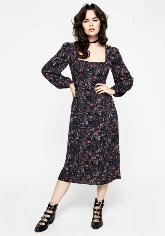 Heliotrope Floral Print Midi Dress sold by Disturbia