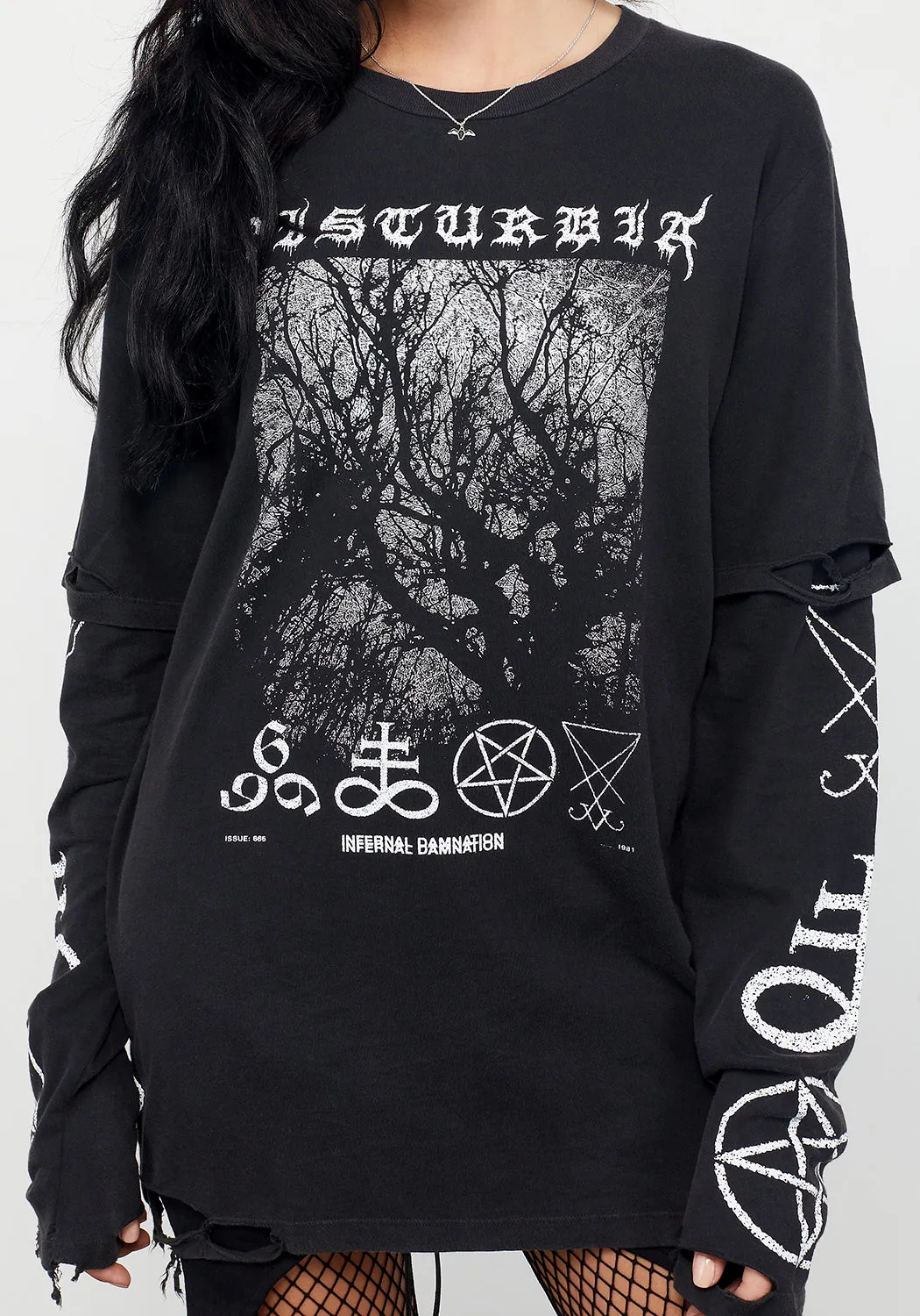 Infernal Layered Long Sleeve T-Shirt sold by Disturbia product image thumbnail 4