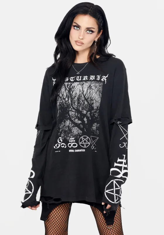Infernal Layered Long Sleeve T-Shirt sold by Disturbia