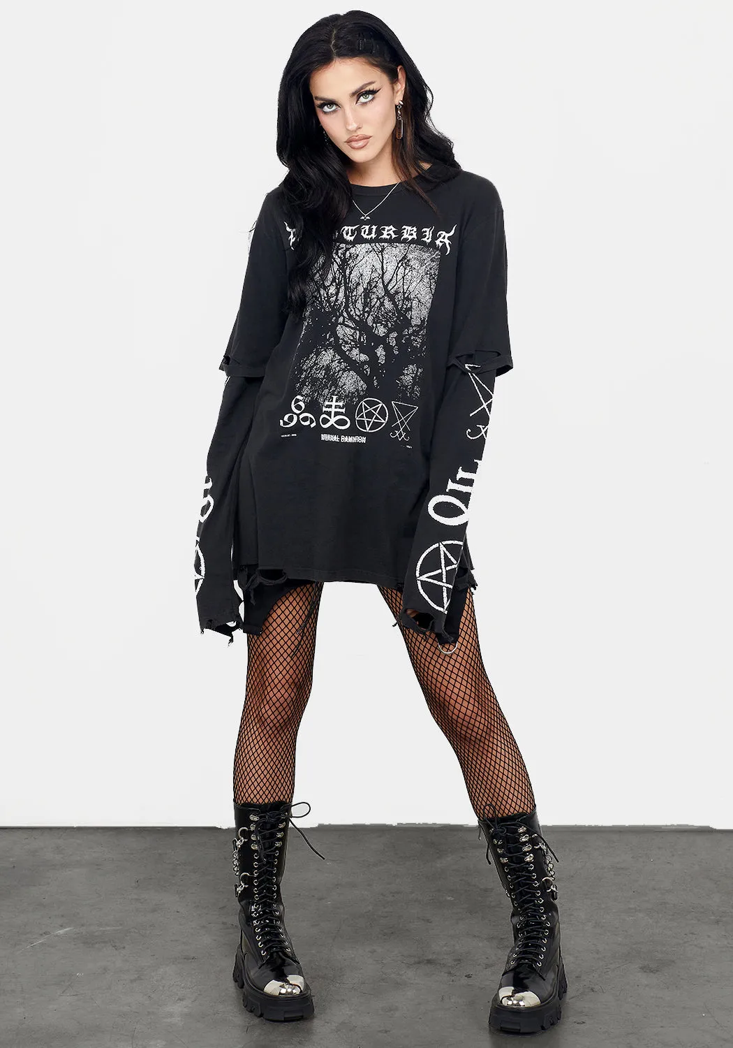 Infernal Layered Long Sleeve T-Shirt sold by Disturbia product image thumbnail 5