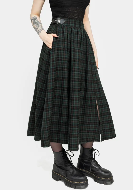 Nightingale Buckled Check Midi Skirt sold by Disturbia