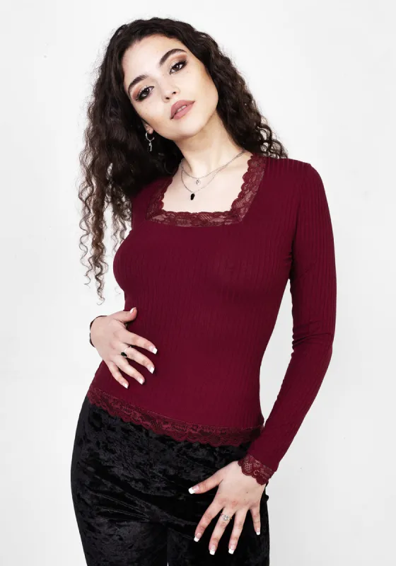PERDITA LONG SLEEVE LACE TRIM TOP sold by Disturbia