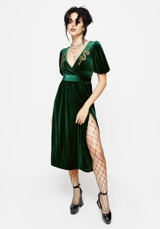 Zarina Velour Applique Midi Wrap Dress sold by Disturbia