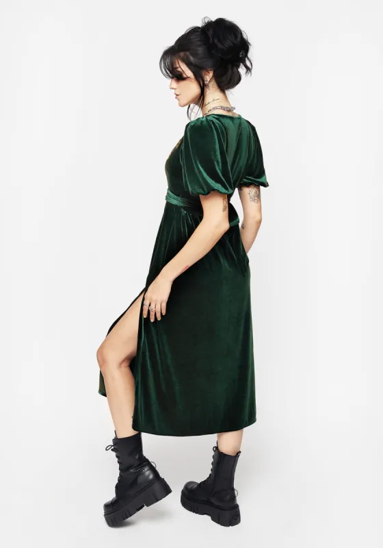 Zarina Velour Applique Midi Wrap Dress | Parallel