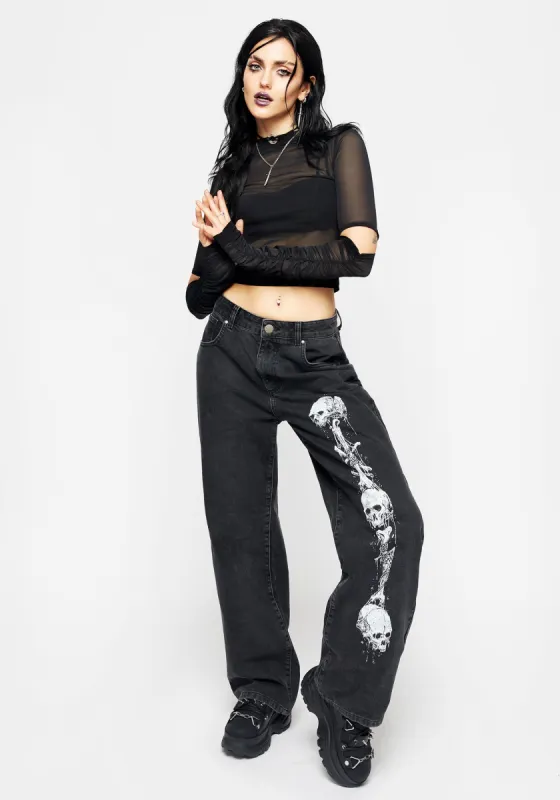 Reaper Wide Leg Washed Jeans sold by Disturbia
