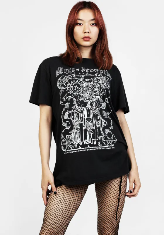 Perception Black Garment Washed T-shirt made by Disturbia