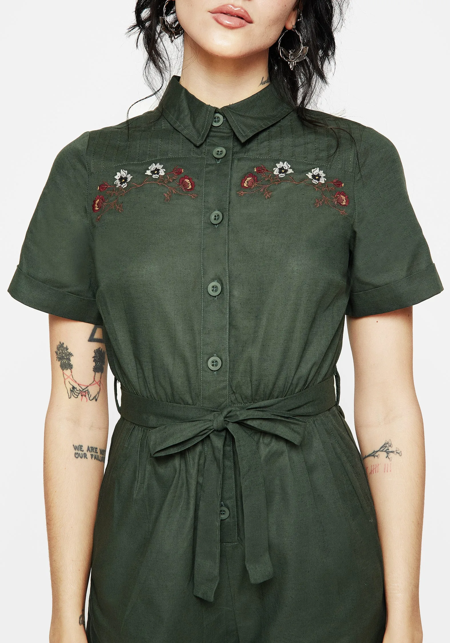 Whisper Embroidered Linen-Blend Playsuit sold by Disturbia product image thumbnail 2