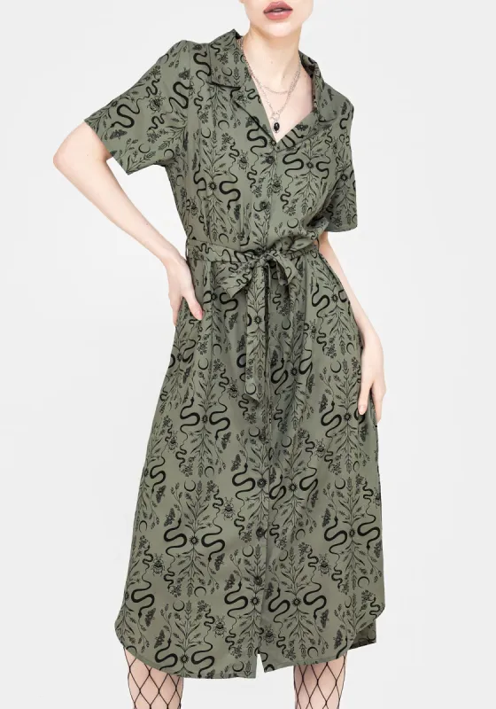 Dominion Snake Print Midi Shirt Dress sold by Disturbia