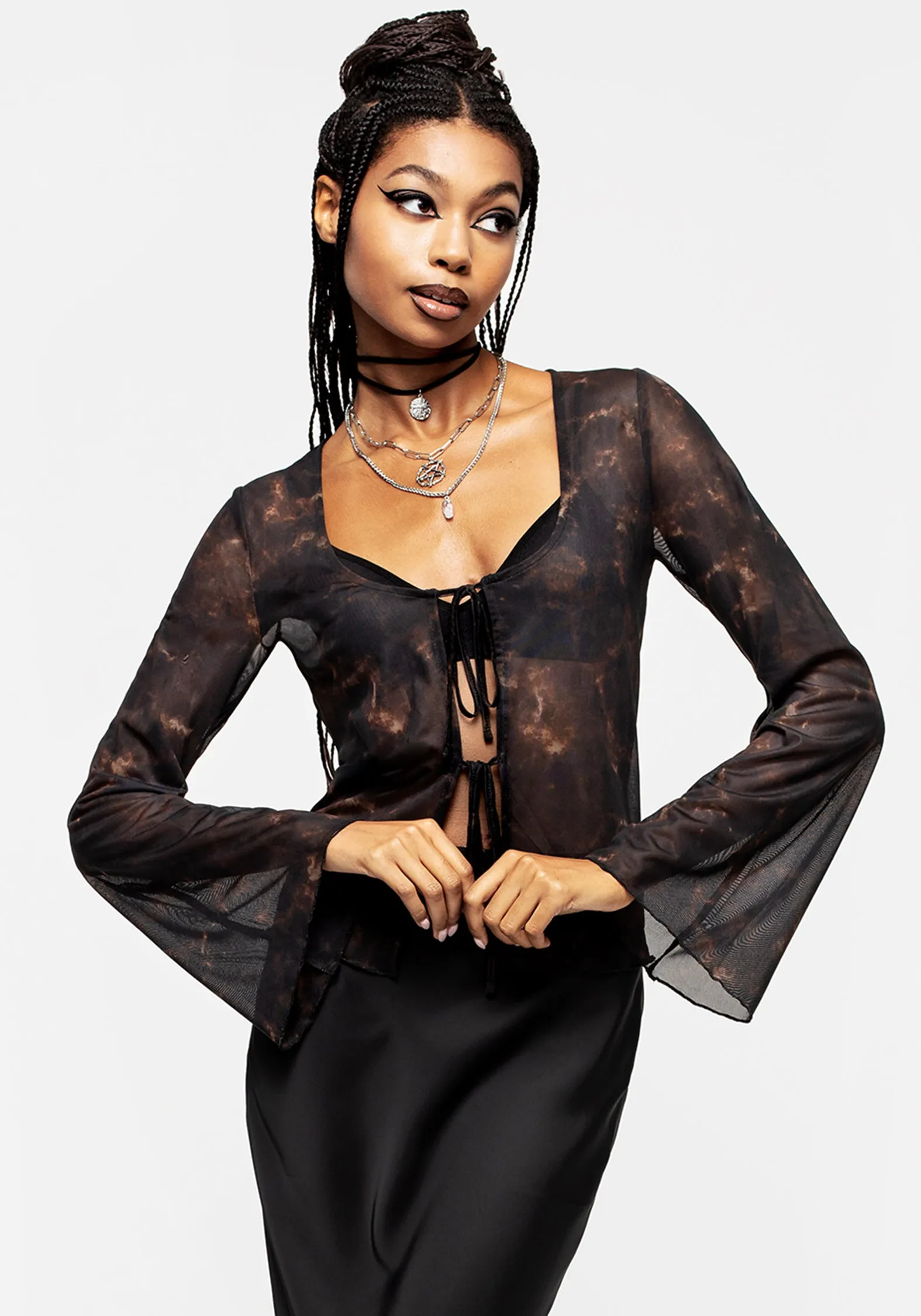 Korrigan Tie Dye Mesh Top sold by Disturbia