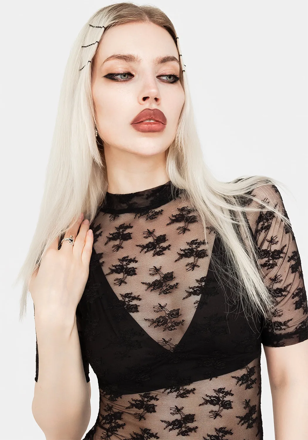 Ephemera Lace Short Sleeve Bodysuit sold by Disturbia product image thumbnail 2