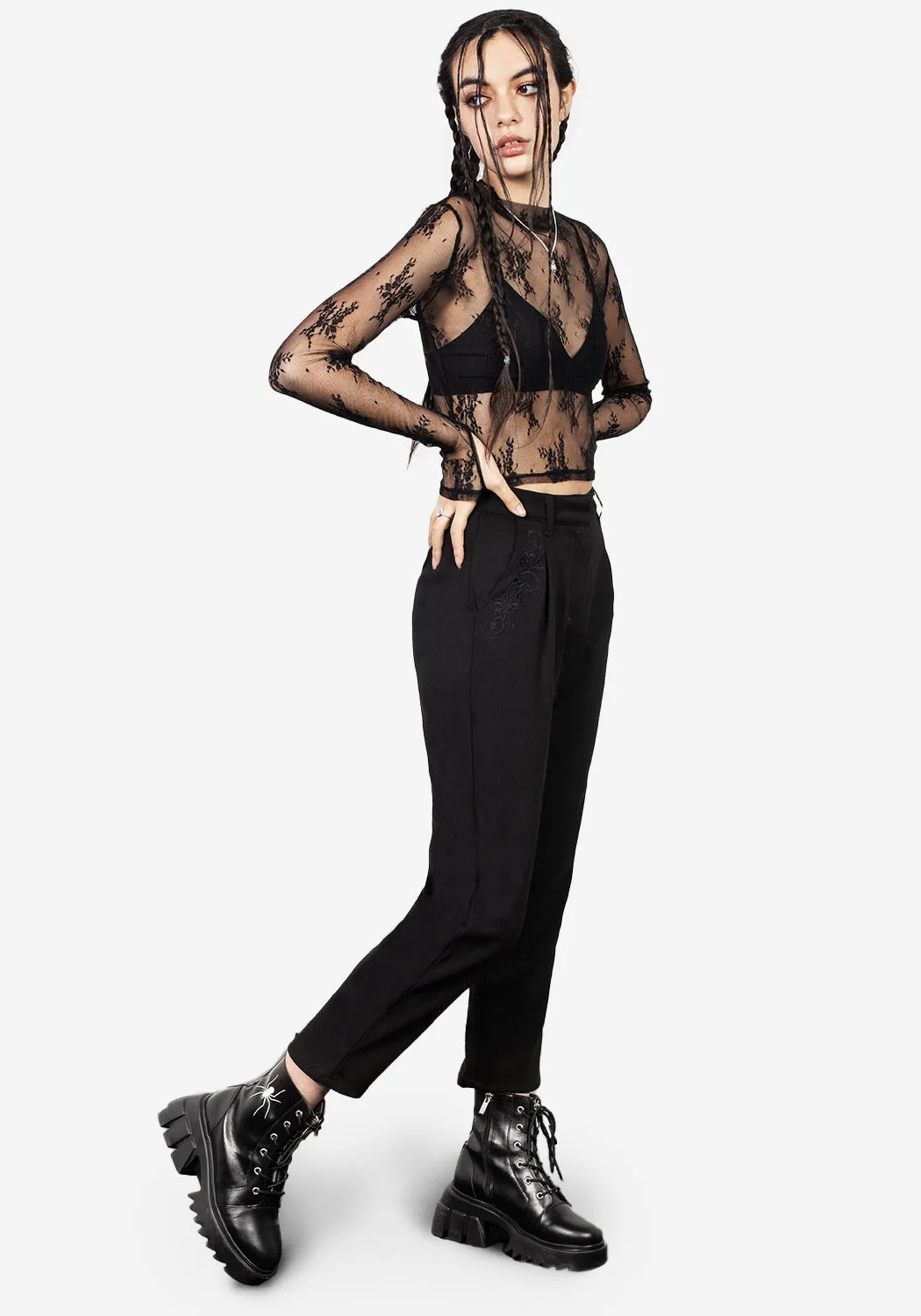 Eternal Lace Crop Long Sleeve Top sold by Disturbia product image thumbnail 4