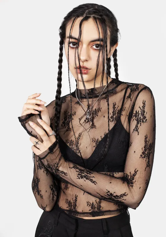 Eternal Lace Crop Long Sleeve Top sold by Disturbia