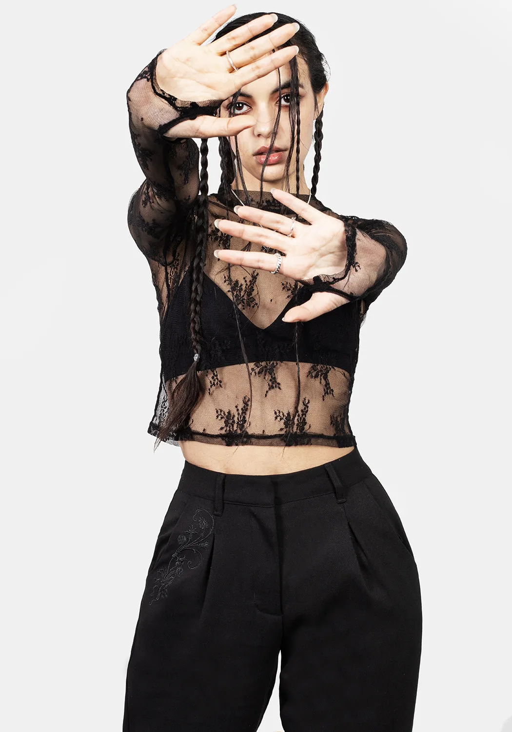 Eternal Lace Crop Long Sleeve Top sold by Disturbia product image thumbnail 5