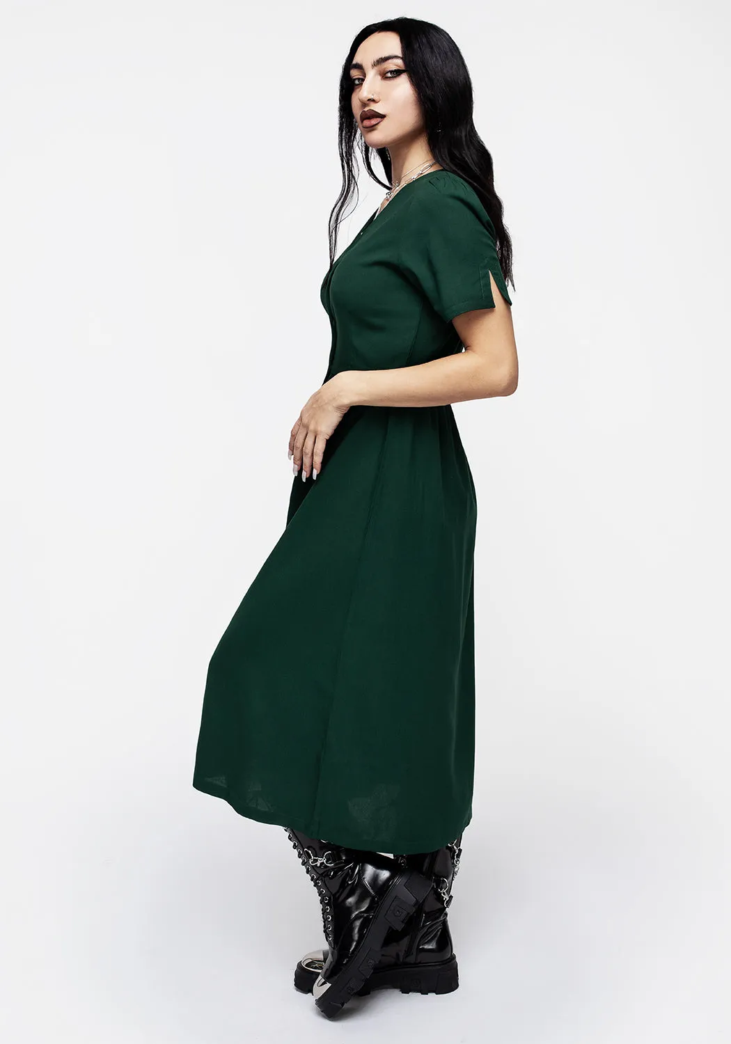 Realm Button Down Midi Dress - Sycamore Green sold by Disturbia product image thumbnail 5