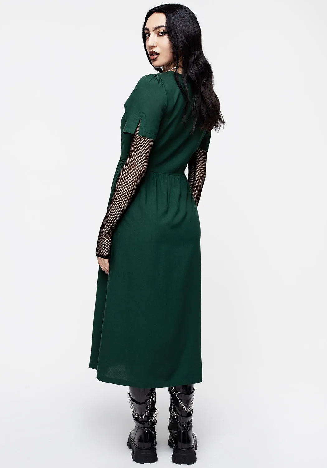 Realm Button Down Midi Dress - Sycamore Green sold by Disturbia product image thumbnail 3