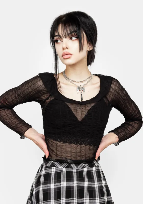 Whisper Gathered Mesh Top sold by Disturbia
