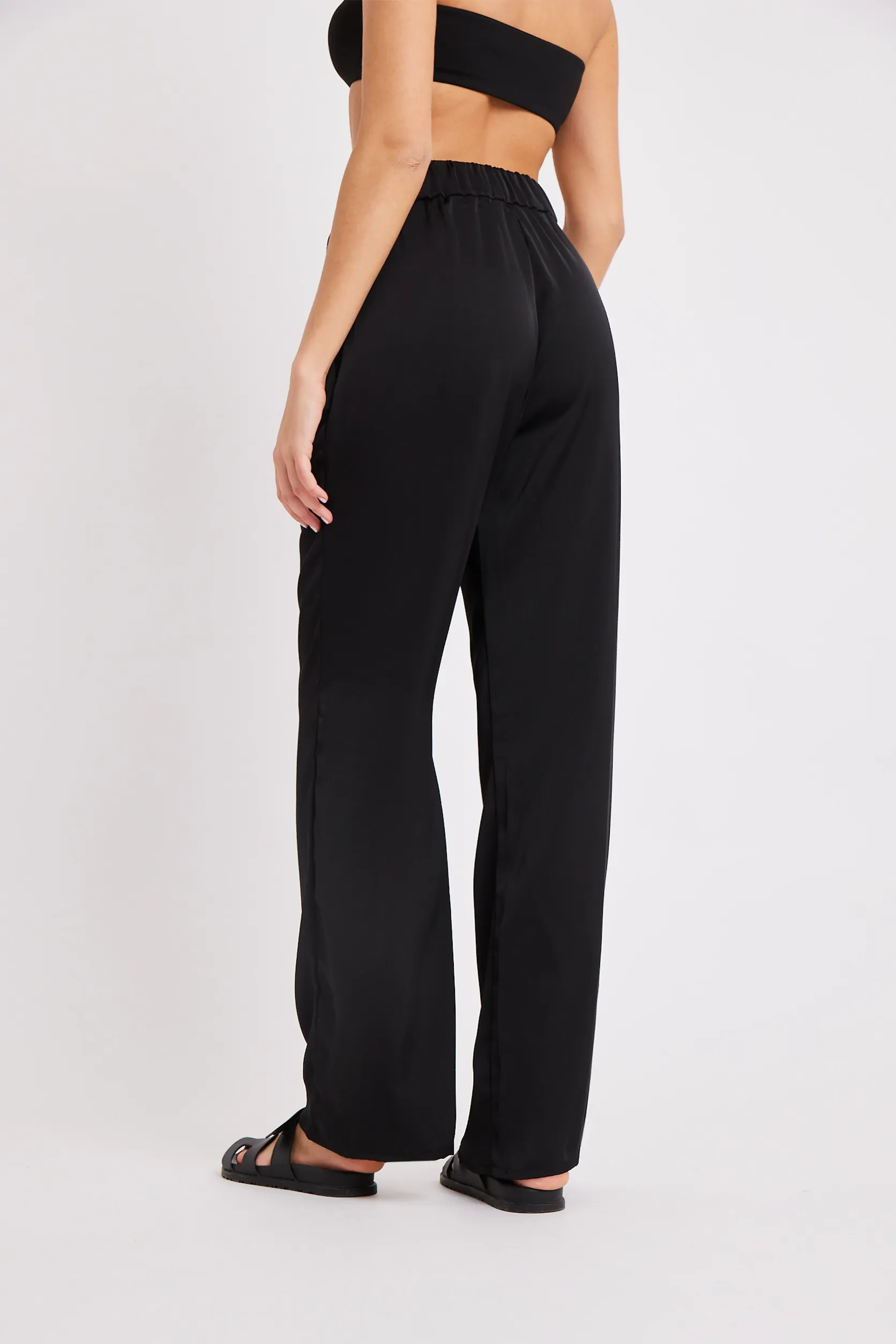 Relaxed Satin Drawstring Trousers - Black sold by Because of Alice product image thumbnail 4