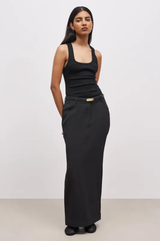 Mid Rise Effortless Maxi Skirt - Black sold by Because of Alice
