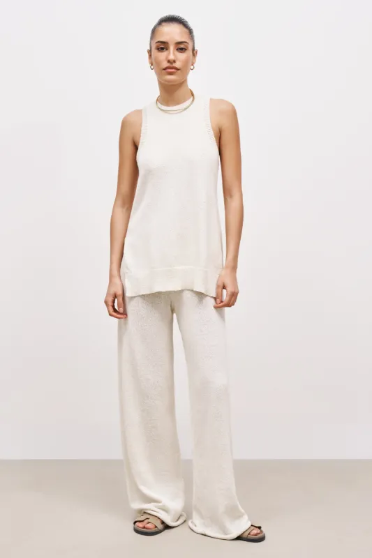Crochet Knit Wide Leg Trousers - Cream sold by Because of Alice