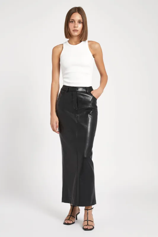 Leather Tailored Maxi Skirt - Black sold by Because of Alice