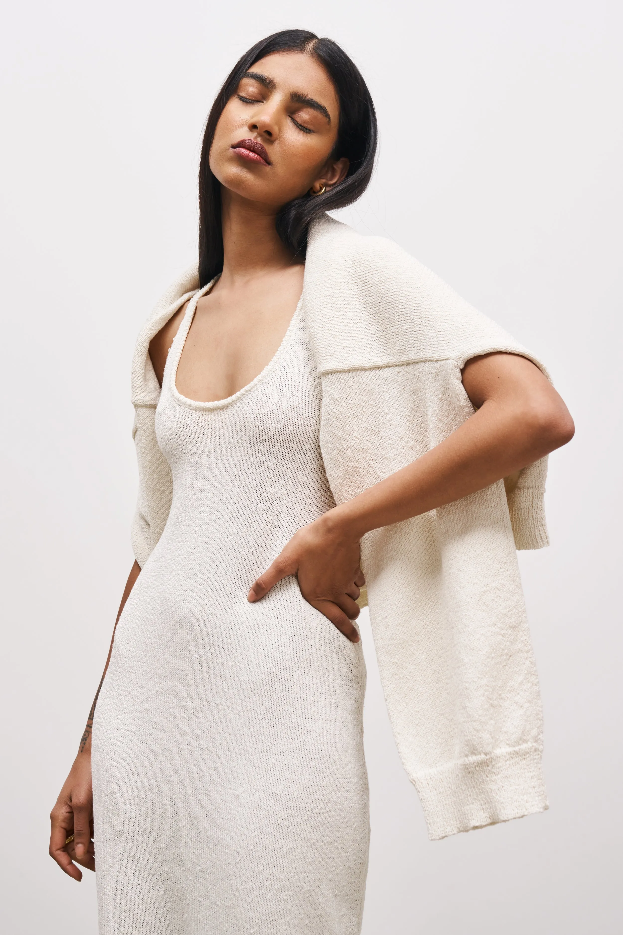 Crochet Knit Racer Maxi Dress - Cream sold by Because of Alice product image thumbnail 4