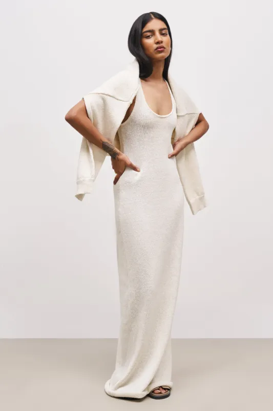Crochet Knit Racer Maxi Dress - Cream sold by Because of Alice