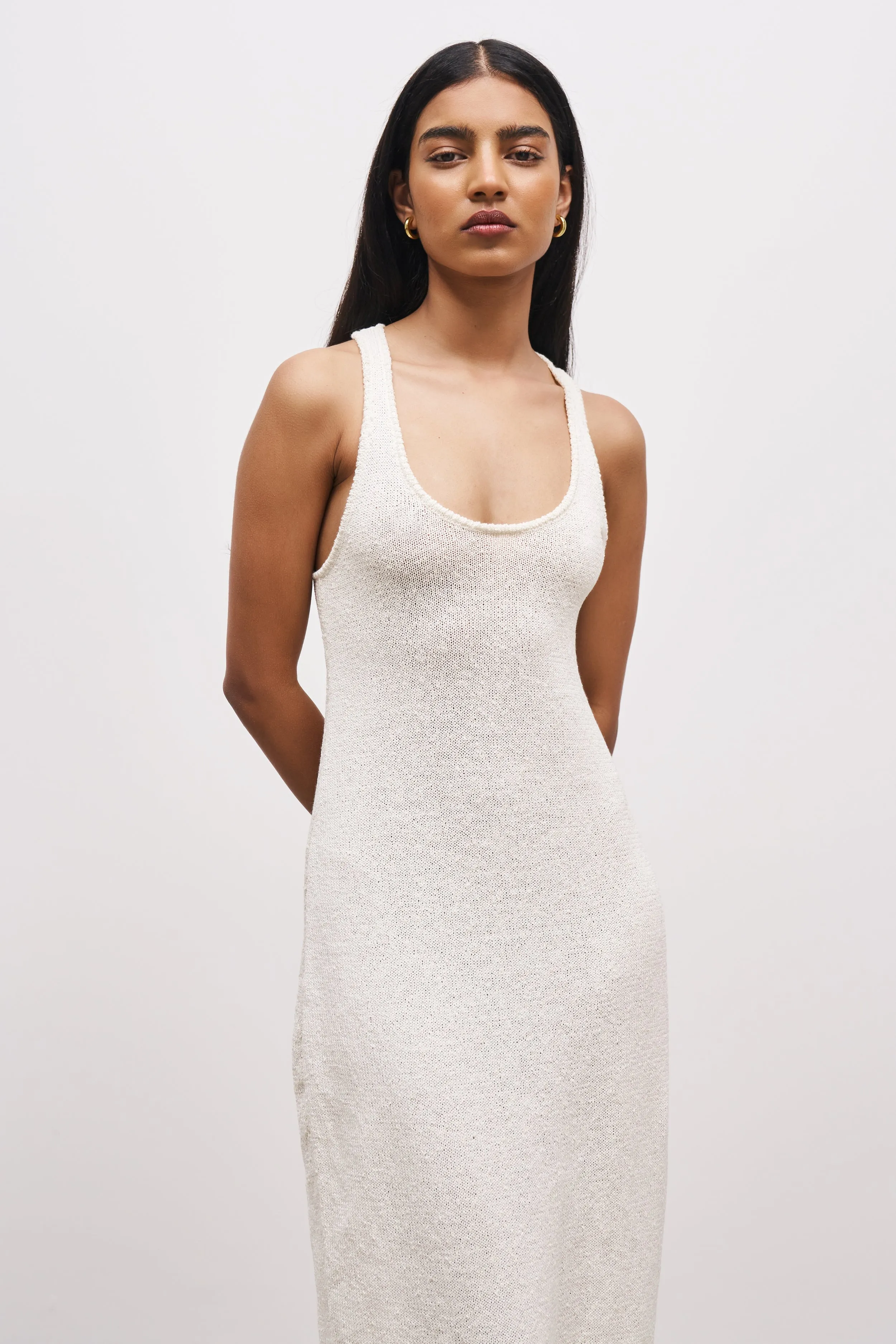 Crochet Knit Racer Maxi Dress - Cream sold by Because of Alice product image thumbnail 3