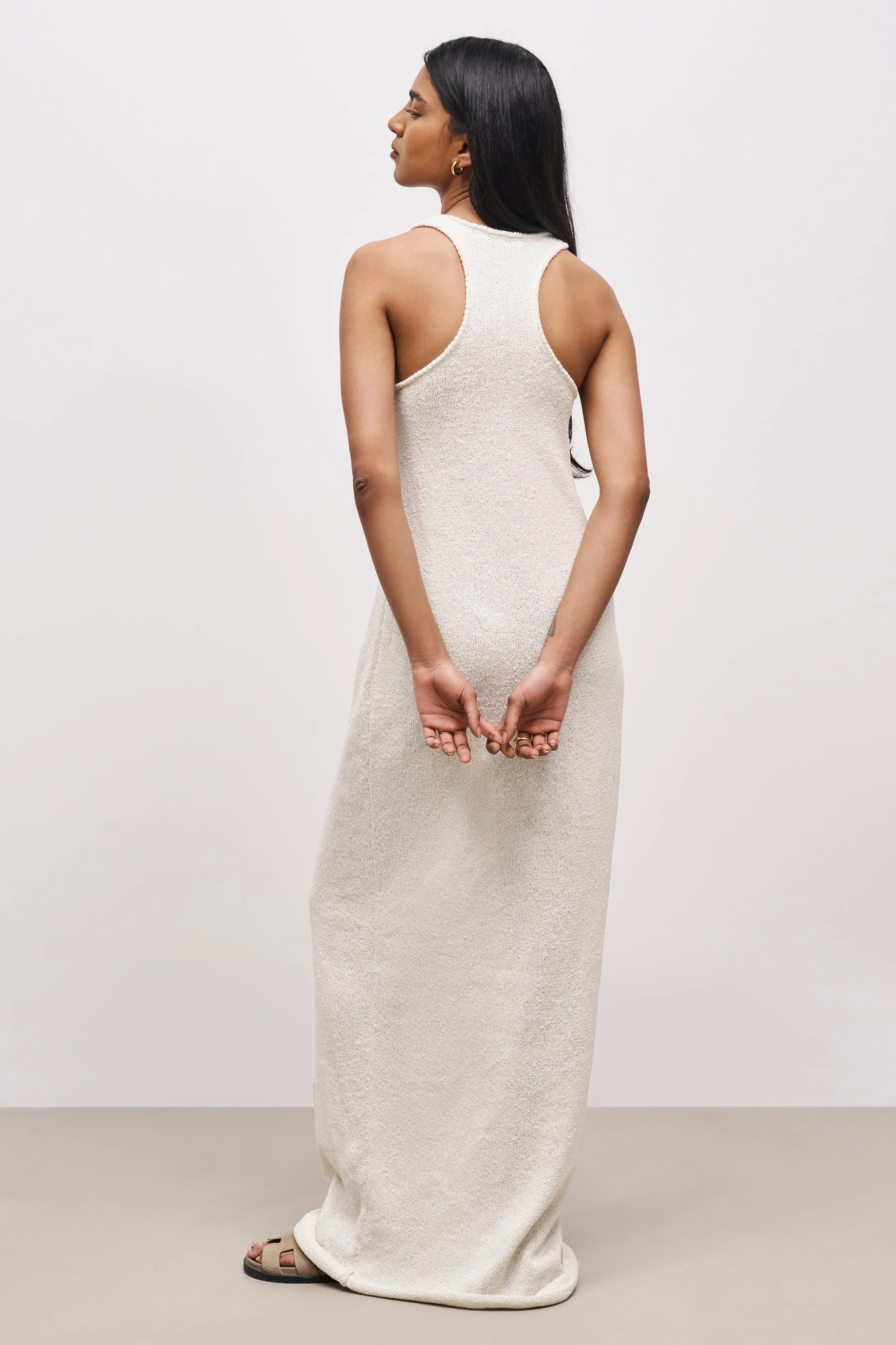 Crochet Knit Racer Maxi Dress - Cream sold by Because of Alice product image thumbnail 2