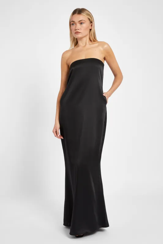 Satin Column Maxi Dress - Black sold by Because of Alice