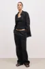 Linen Drawstring Wide Leg Trousers - Black sold by Because of Alice