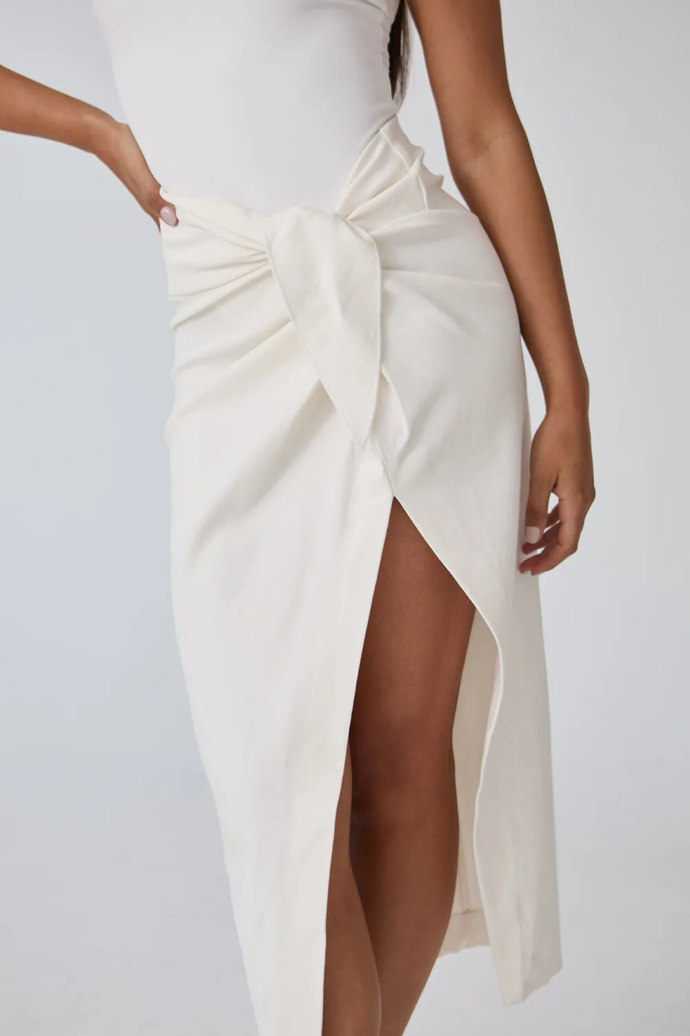Linen Wrap Midi Skirt - Ivory sold by Because of Alice product image thumbnail 3