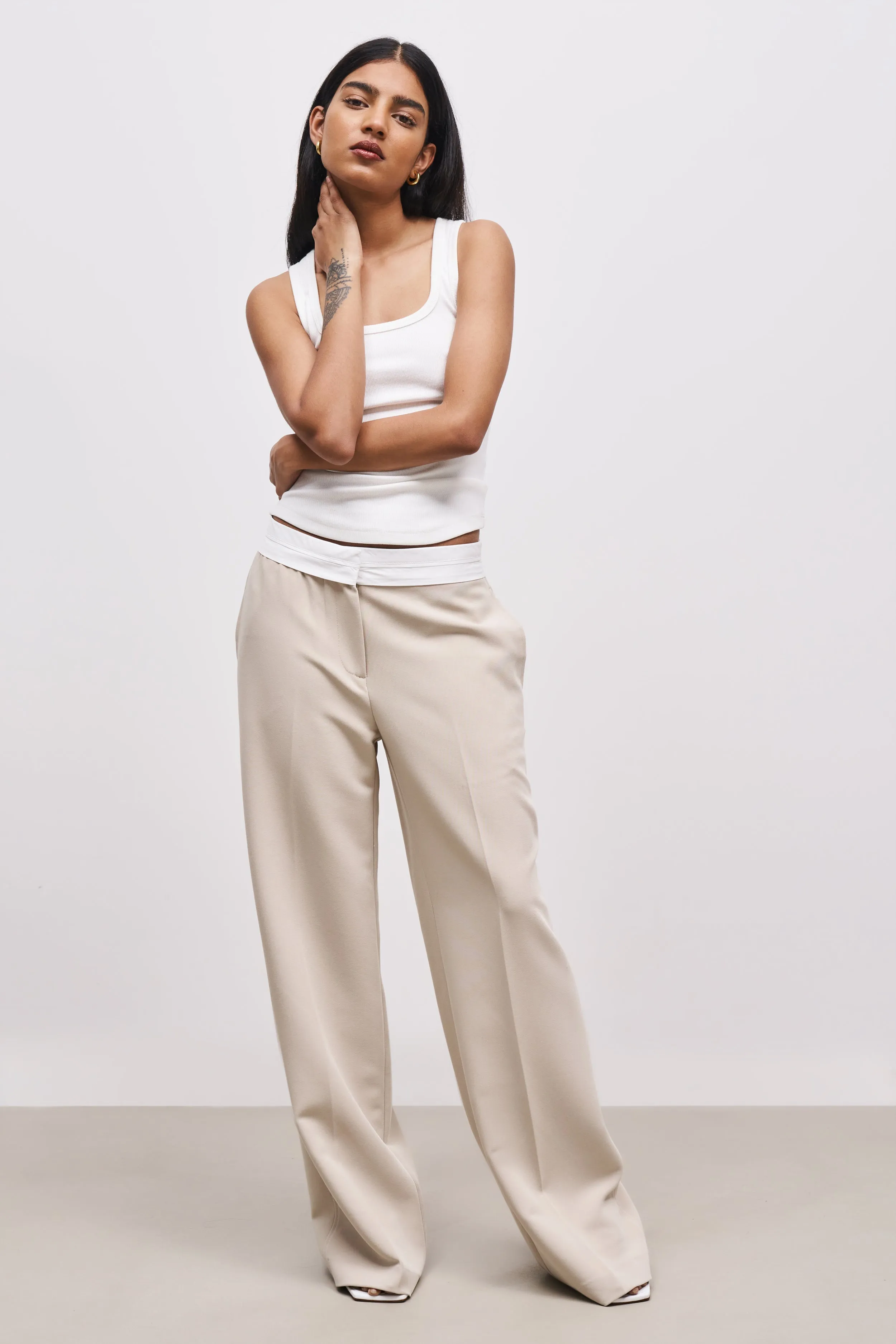 Folded Waistband Trousers - Sand sold by Because of Alice product image thumbnail 4