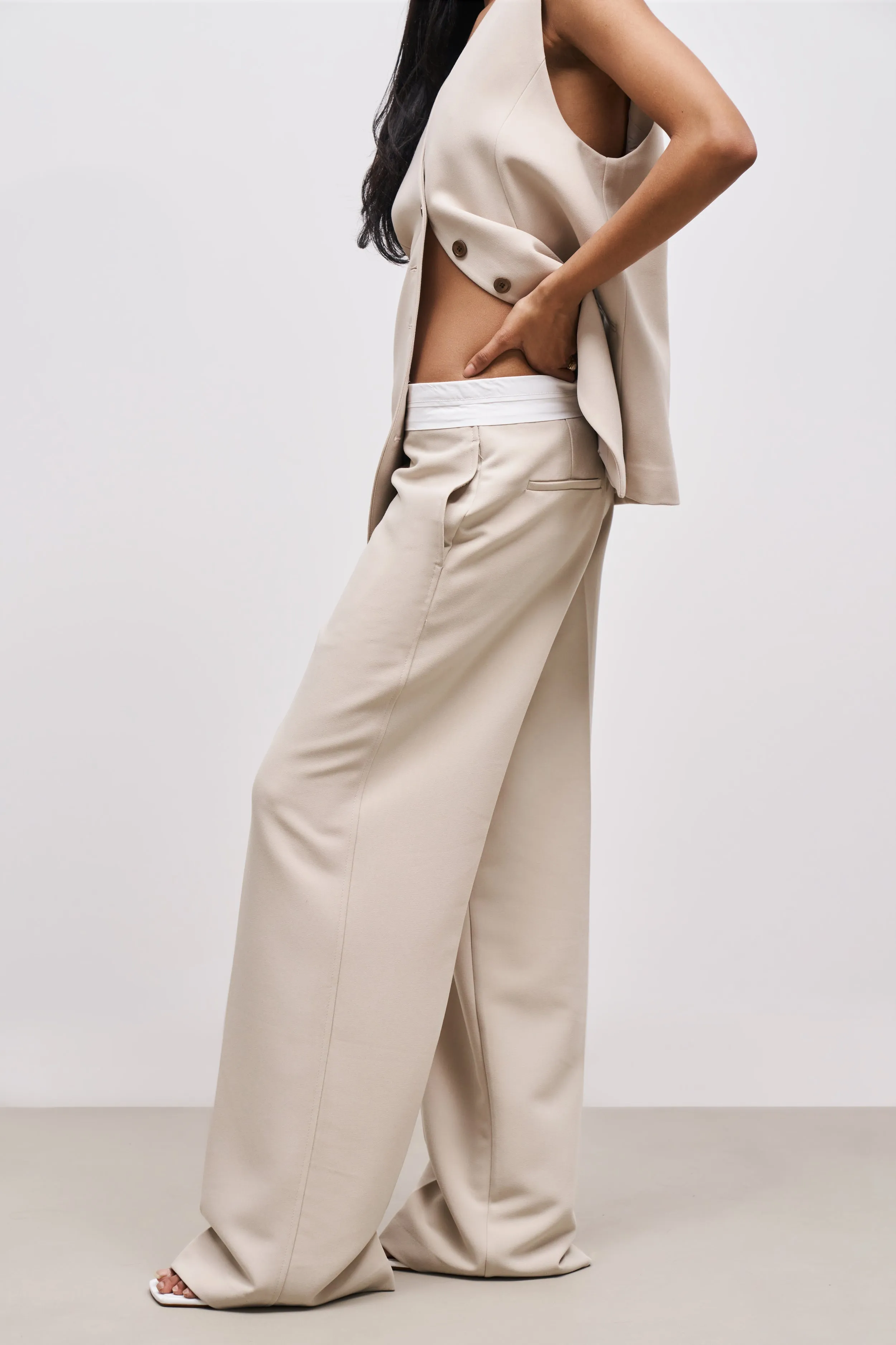 Folded Waistband Trousers - Sand sold by Because of Alice product image thumbnail 5