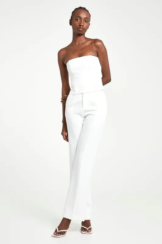 Tailored Straight Leg Trousers - White sold by Because of Alice
