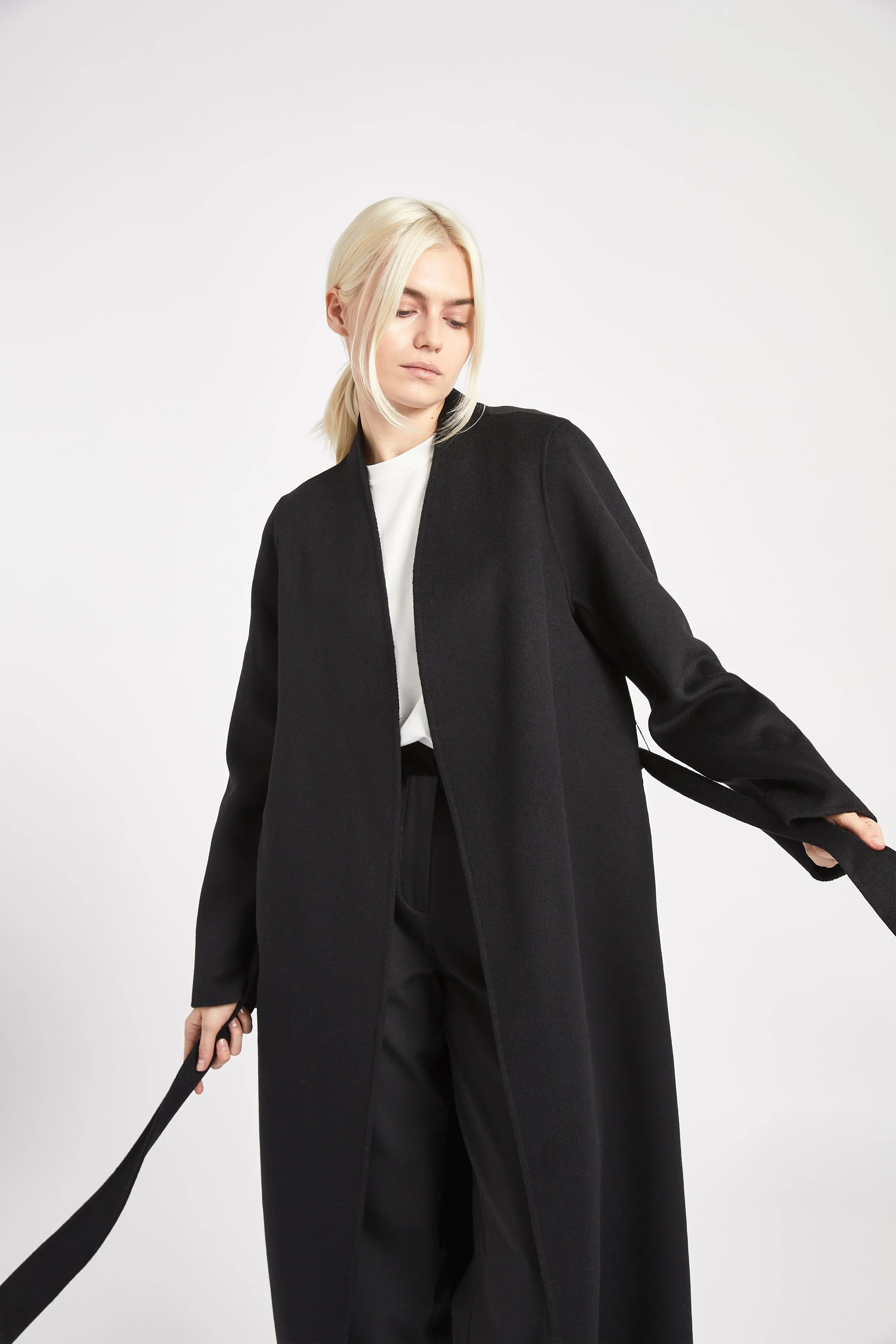 Double Faced Wool Cocoon Coat - Black sold by Because of Alice product image thumbnail 3