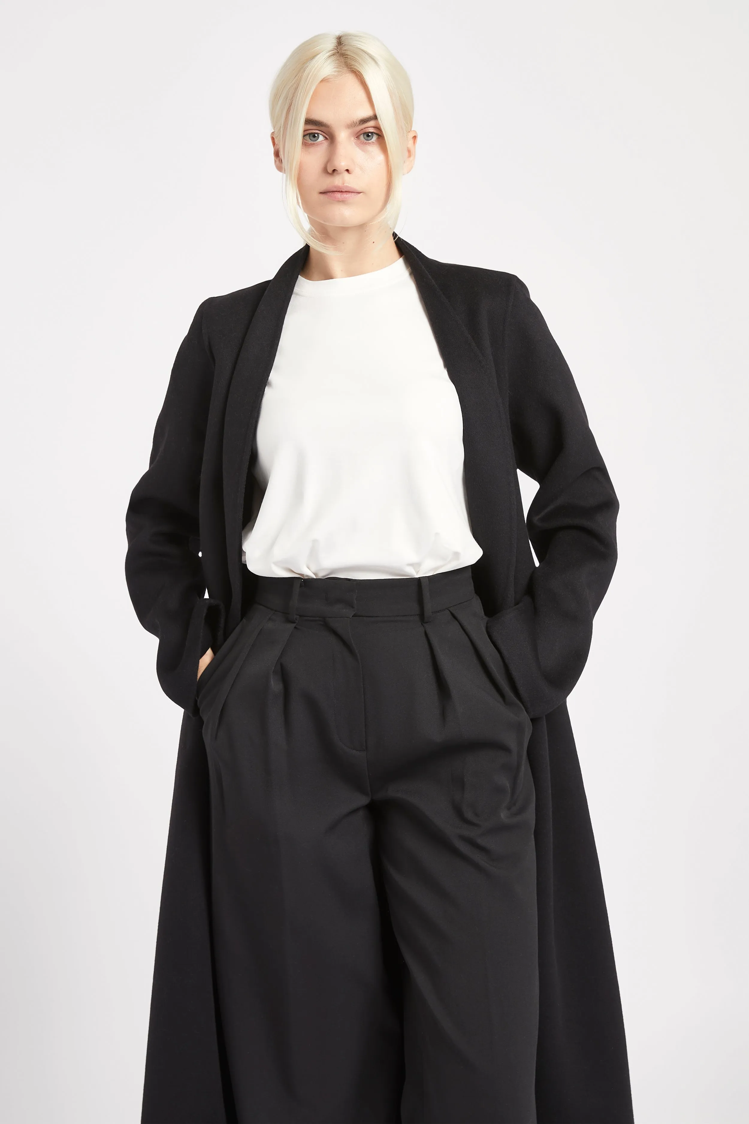 Double Faced Wool Cocoon Coat - Black sold by Because of Alice product image thumbnail 4